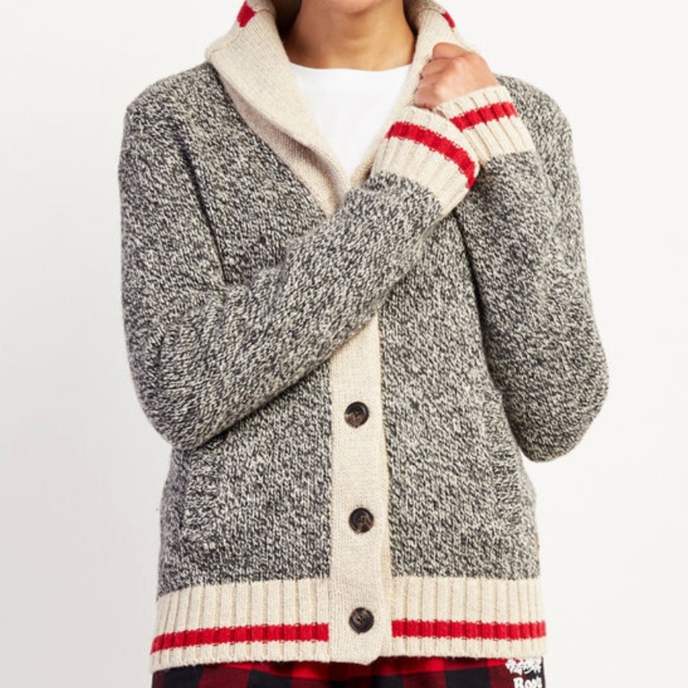 Roots Cabin Shawl Cardigan Size L NWT